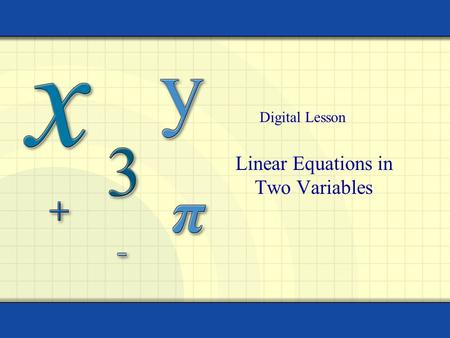 Linear Equations in Two Variables