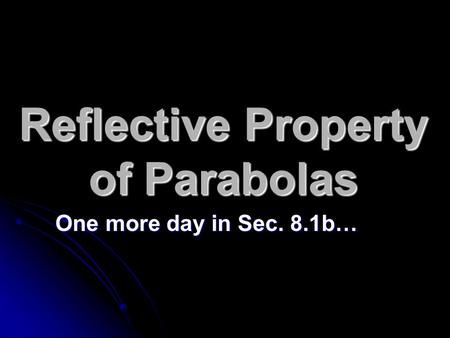 Reflective Property of Parabolas