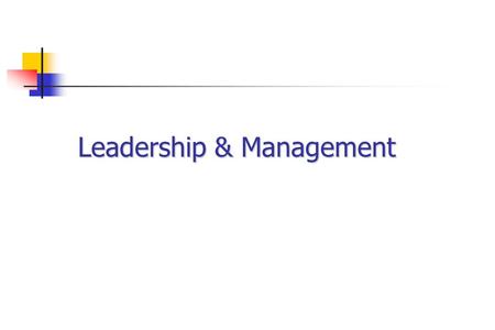 Leadership & Management. Leadership Having vision, strategies and setting direction Communicating those strategies and getting people to understand them.