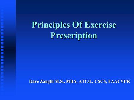 Principles Of Exercise Prescription