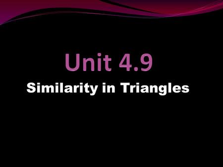 Similarity in Triangles. Similar Definition: In mathematics, polygons are similar if their corresponding (matching) angles are congruent (equal in measure)