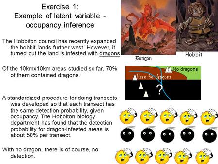 Exercise 1: Example of latent variable - occupancy inference The Hobbiton council has recently expanded the hobbit-lands further west. However, it turned.