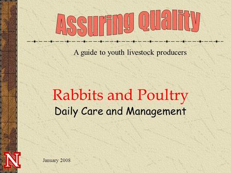 Rabbits and Poultry Daily Care and Management January 2008 A guide to youth livestock producers.