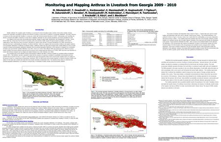 Materials and Methods Anthrax occurrence data A database of anthrax samples were derived from the National Center for Disease Control in Tbilisi representing.