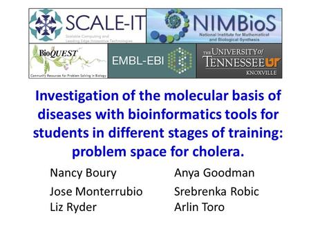 Investigation of the molecular basis of diseases with bioinformatics tools for students in different stages of training: problem space for cholera. Nancy.