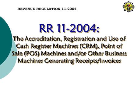 REVENUE REGULATION RR :