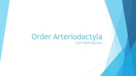 Order Arteriodactyla Even-Toed Ungulates. What is an Ungulate?  Hoofed mammals  4 lbs – 7000lbs  Prefer places where they can graze  Grasslands or.