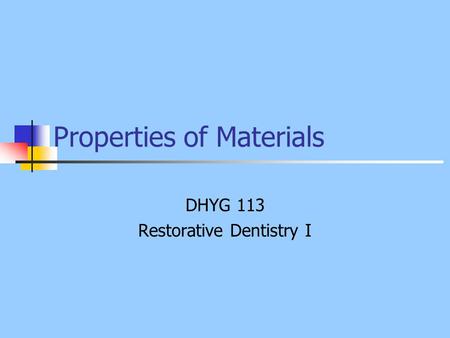 Properties of Materials