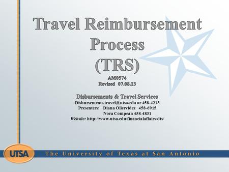 Purpose UTSA will pay and/or reimburse travel cost incurred while traveling on official University business when it has been authorized. Travel reimbursement.