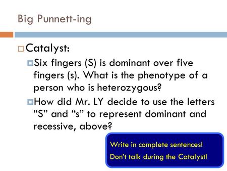 Big Punnett-ing Catalyst: