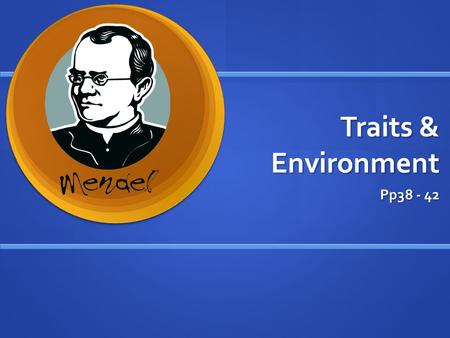 Traits & Environment Pp38 - 42. What are traits? Hair color Eye color HeightWeight Male vs. Female.