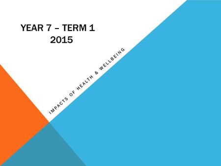 YEAR 7 – TERM 1 2015 IMPACTS OF HEALTH & WELLBEING.