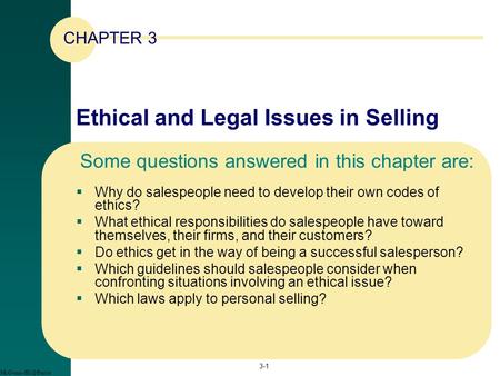 Ethical and Legal Issues in Selling