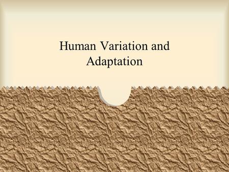 Human Variation and Adaptation