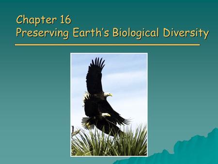 Chapter 16 Preserving Earth’s Biological Diversity.