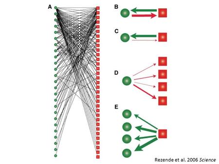 Rezende et al. 2006 Science. Rezende et al. 2007 Nature.