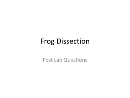 Frog Dissection Post Lab Questions.