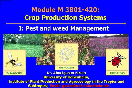 Module M : Crop Production Systems