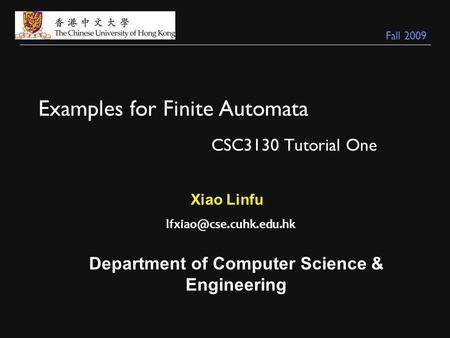 Examples for Finite Automata