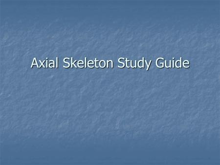 Axial Skeleton Study Guide