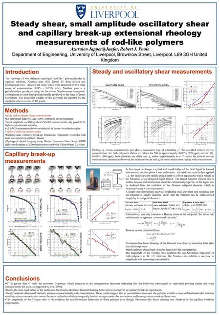 Introduction The rheology of two different semi-rigid “rod-like” polysaccharides in aqueous solutions, Xanthan gum (XG, Ketrol TF from Kelco) and Scleroglucan.