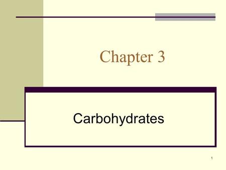 1 Chapter 3 Carbohydrates. 2 Photosynthesis Plants can make their own carbohydrates from the carbon dioxide in the air and water taken from the soil.