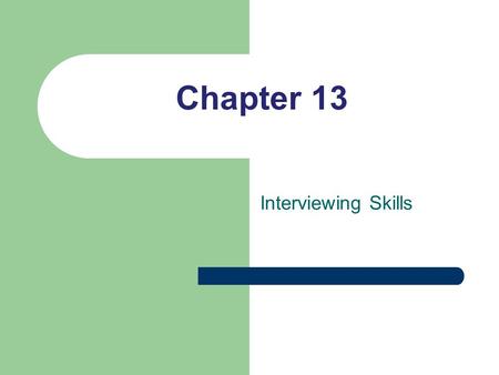 Chapter 13 Interviewing Skills. Interviewing is Important - Don’t prepare – Dress inappropriately – Poor communication skills – Too much communication.