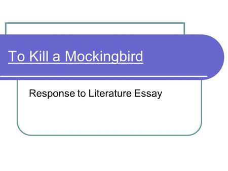 Response to Literature Essay