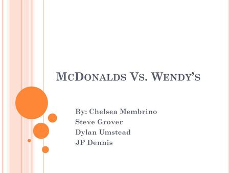 M C D ONALDS V S. W ENDY ’ S By: Chelsea Membrino Steve Grover Dylan Umstead JP Dennis.