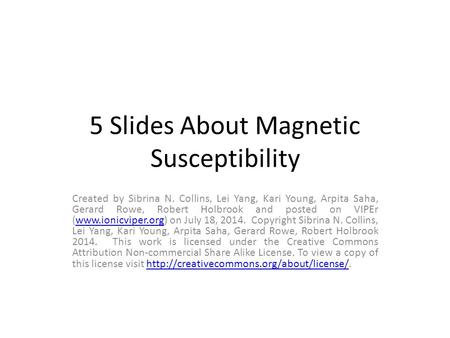 5 Slides About Magnetic Susceptibility