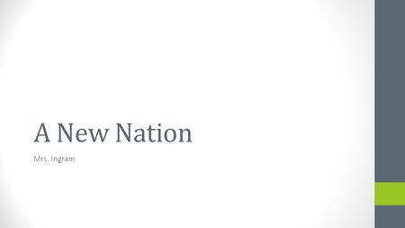 A New Nation Mrs. Ingram. Starter Answer these on a scrap sheet of paper: 1) Who are your top 5 presidents (i.e. the best ones) 2) What are the qualities.