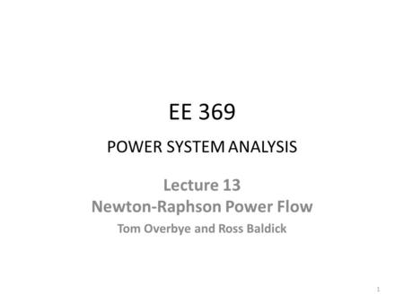 EE 369 POWER SYSTEM ANALYSIS