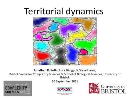 Jonathan R. Potts, Luca Giuggioli, Steve Harris, Bristol Centre for Complexity Sciences & School of Biological Sciences, University of Bristol. 20 September.