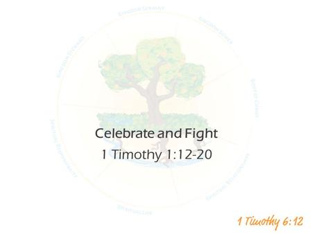 Celebrate and Fight 1 Timothy 1:12-20. vs 12 I thank Christ Jesus our Lord, who has given me strength, that he considered me trustworthy, appointing me.