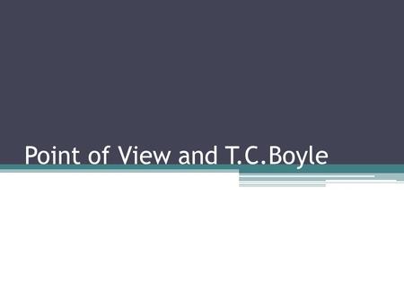 Point of View and T.C.Boyle