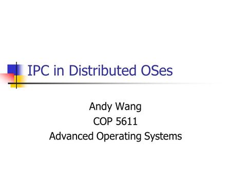 IPC in Distributed OSes