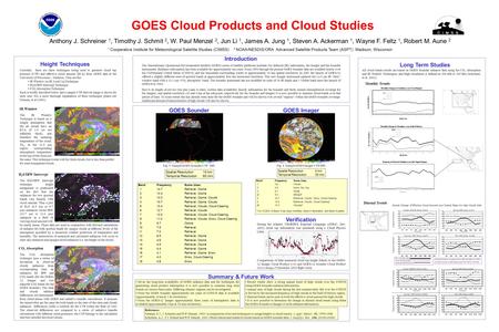 GOES Cloud Products and Cloud Studies Height Techniques Introduction GOES Sounder Currently there are three techniques being used to generate cloud top.