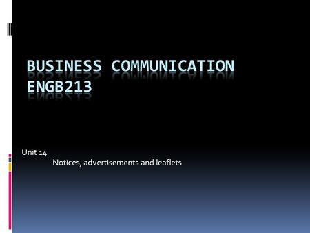 BUSINESS COMMUNICATION ENGB213