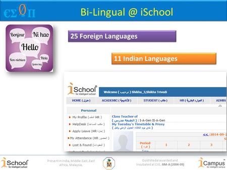 Gold Medal awarded and Incubated at CIIE, IIM-A (2004-09) Present in India, Middle East, East Africa, Malaysia, iSchool 25 Foreign Languages.