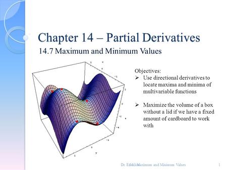 Chapter 14 – Partial Derivatives