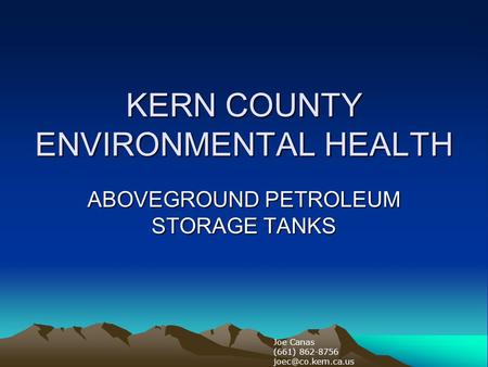 KERN COUNTY ENVIRONMENTAL HEALTH