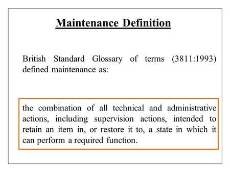 Maintenance Definition