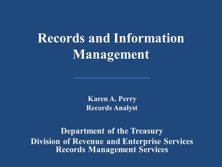 Records and Information Management