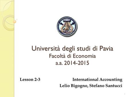 Università degli studi di Pavia Facoltà di Economia a.a