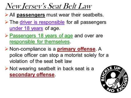 New Jersey’s Seat Belt Law