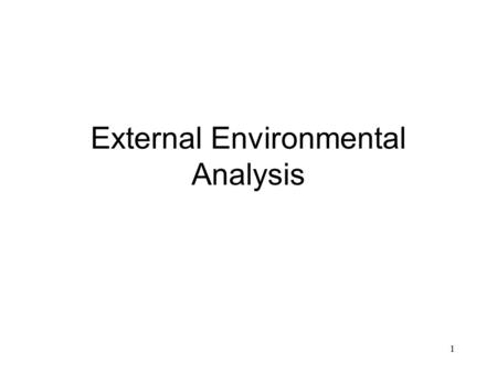 External Environmental Analysis