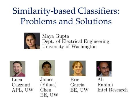 Similarity-based Classifiers: Problems and Solutions.