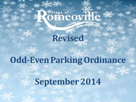 Revised Odd-Even Parking Ordinance September 2014.