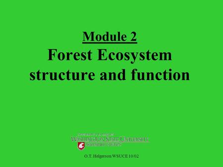 O.T. Helgerson WSUCE 10/02 Module 2 Forest Ecosystem structure and function.