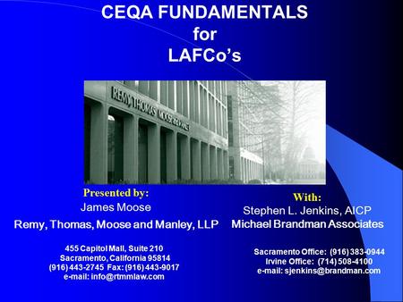 CEQA FUNDAMENTALS for LAFCo’s